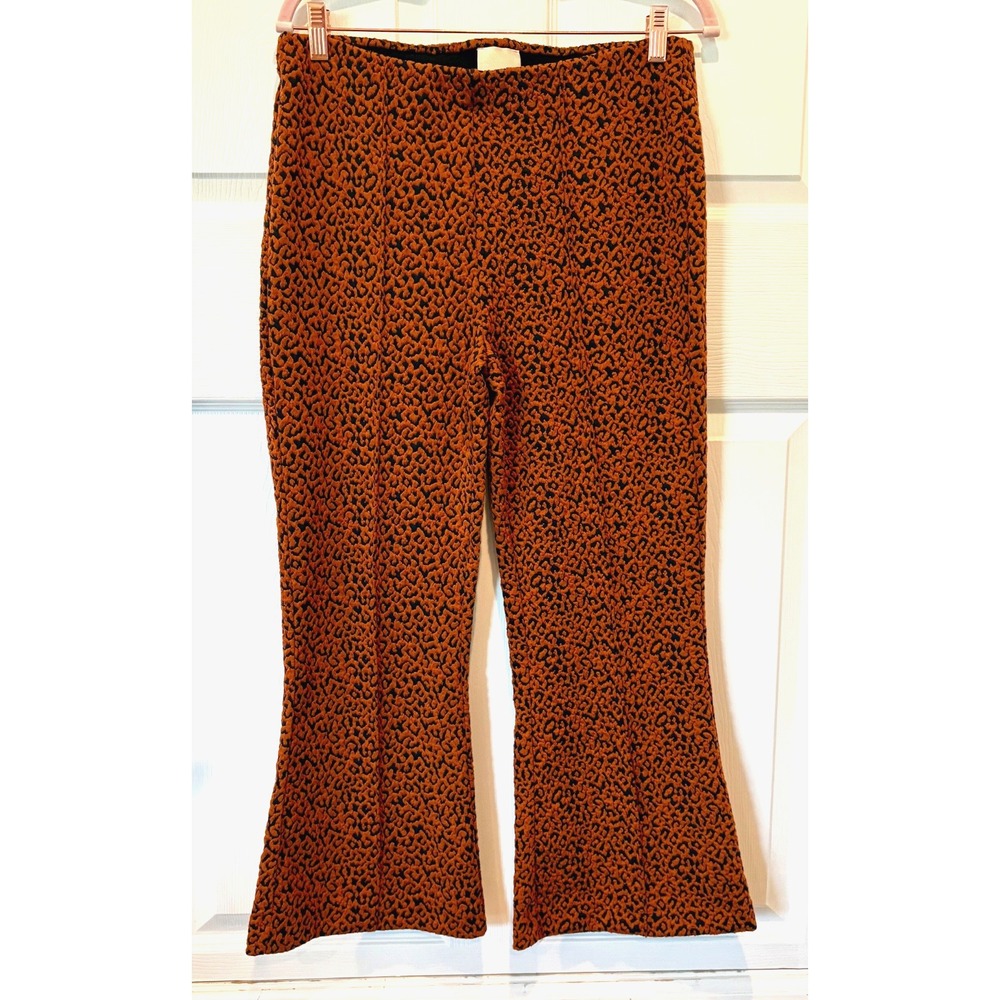 Industry Clothing Womens Pants Medium Leopard Print Flare Leg Stretch Retro EUC!